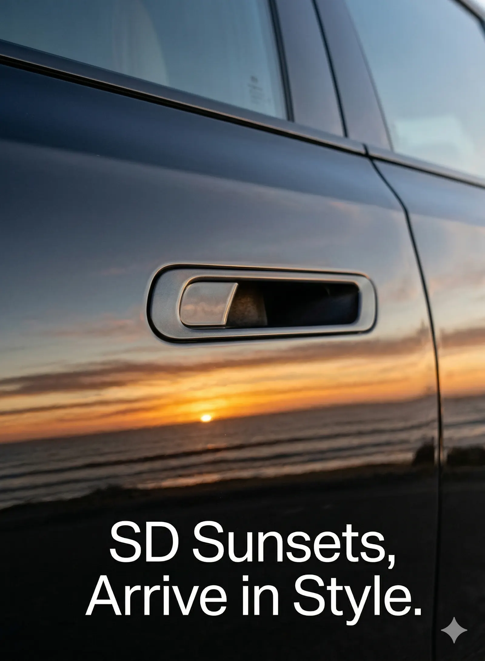 EGT BMW i7 at San Diego waterfront sunset