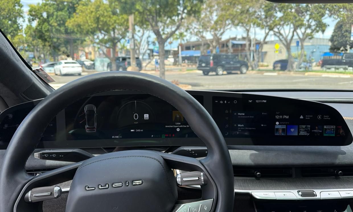 Lucid Air 34-inch curved Glass Cockpit display behind the steering wheel